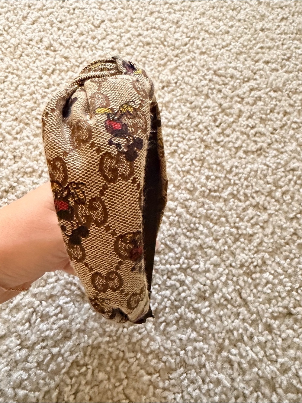 Gucci Beige GG Floral-Print Padded Headband